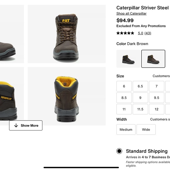 Caterpillar Striver Steel Toe Work Boot, Men size - Picture 5 of 5